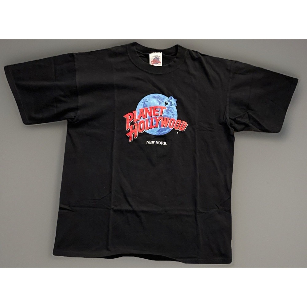 Planet Hollywood Short Sleeve T-shirt Black New York Logo Vintage VTG Large JBHS